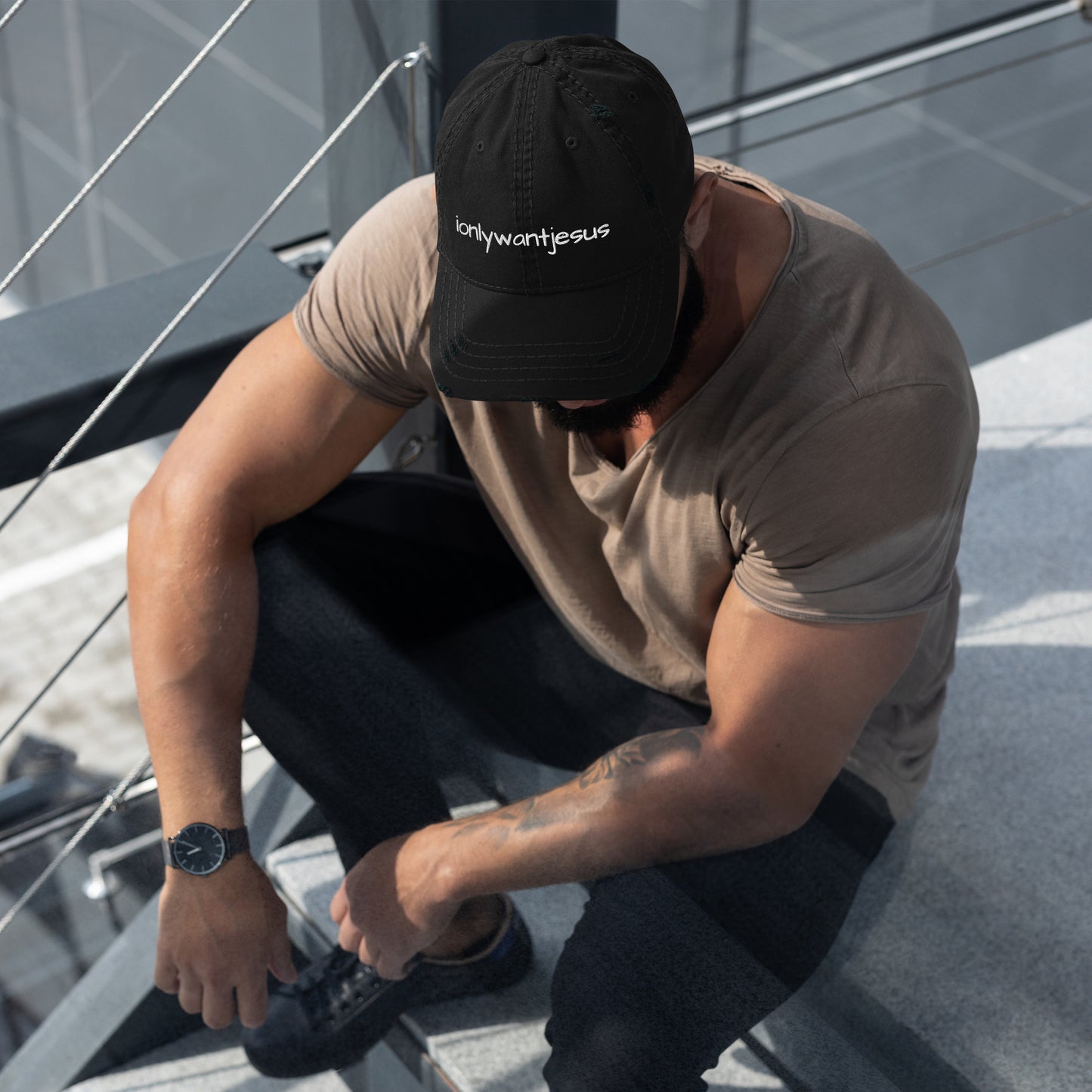 ionlywantjesus Distressed Dad Hat